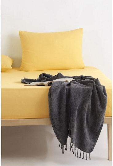 SteweHome Bettlaken King Size 4 Stück 180x200cm mit Gummibettlaken Gelb