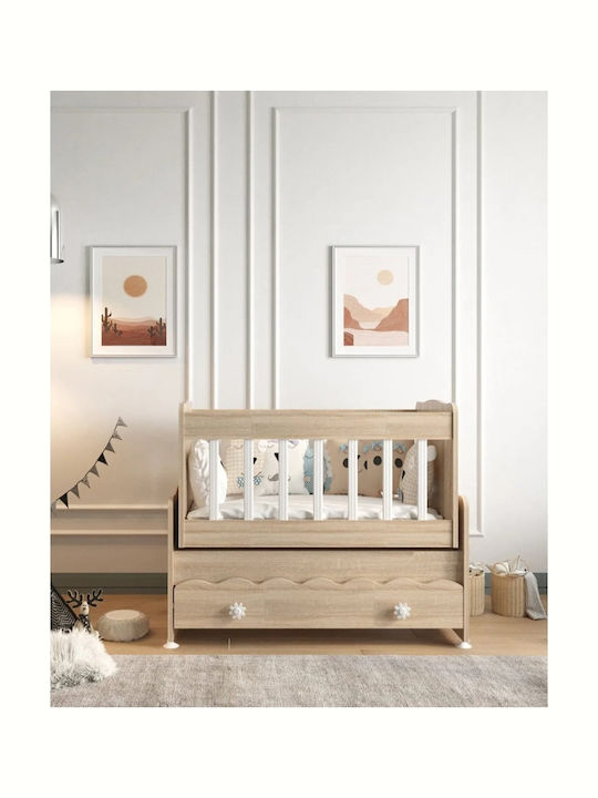 SteweHome Βρεφική Κούνια Μπεζ με Στρώμα 100x112cm