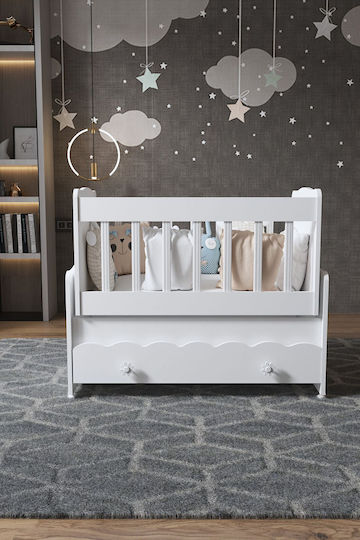 SteweHome Κούνια Λευκή με Στρώμα & Συρτάρι