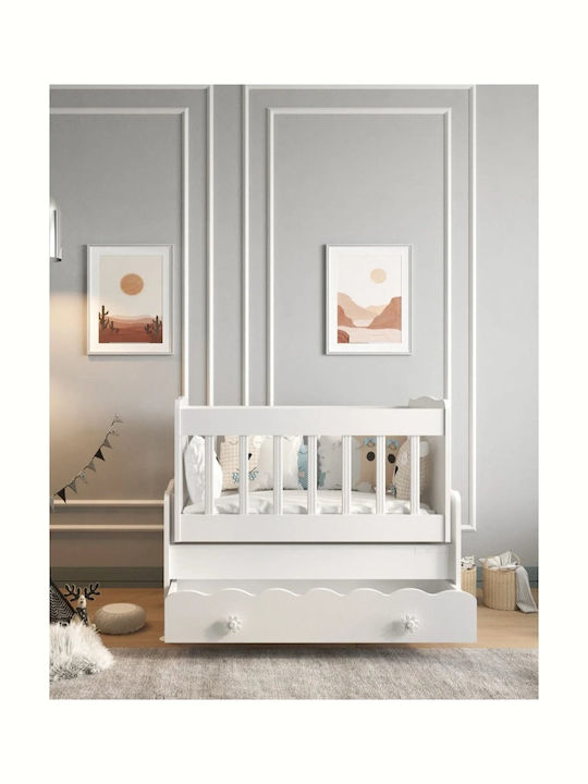 SteweHome Бебешка Кошара Бяла с Матрак 100x112cm