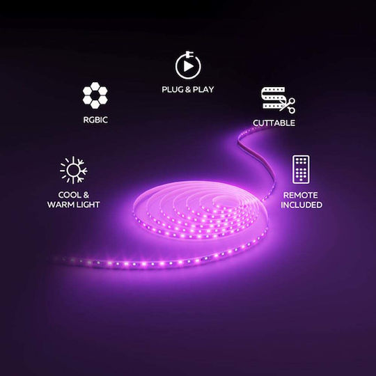 Calex Smart Bandă LED Wi-Fi RGBIC Lumină 10m cu Telecomandă