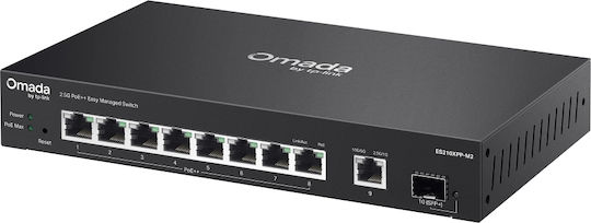 TP-LINK Omada ES210XPP-M2 Verwalteter L2 Power over Ethernet++ Schalter mit 8 Ethernet-Ports und 1 SFP-Port