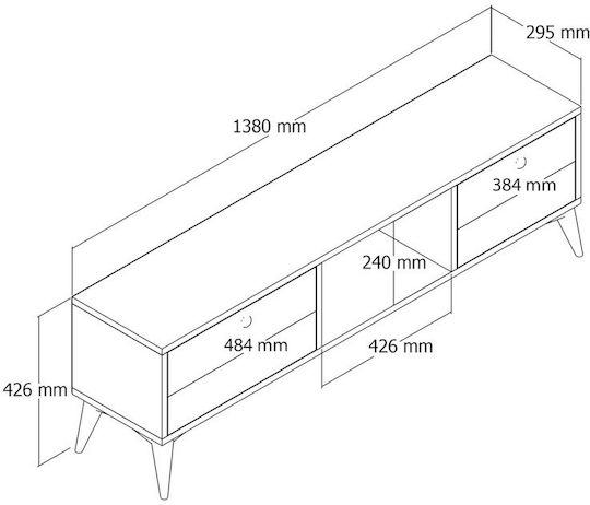 Έπιπλο Τηλεόρασης Καφέ Μ138xΠ30xΥ42cm