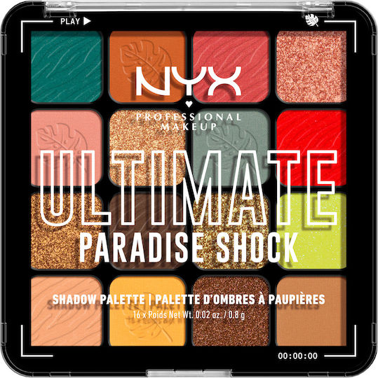 NYX Professional Makeup UP Ultimate Shadow Palette Paradise Shock Palette With Eye Shadows In Pressed Powder Form