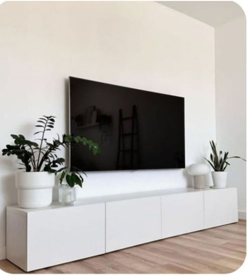 Телевизионно Мебелче Стенно Бяло 200x30x30см