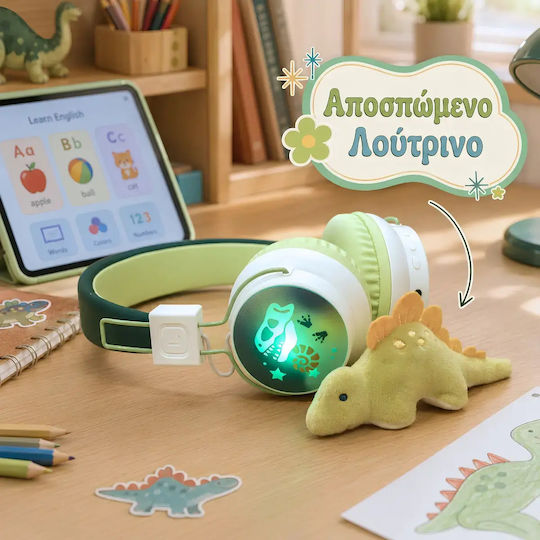 Marcus & Marcus Kabellose Bluetooth Kinder Am Ohr Kopfhörer mit 40 Stunden Wiedergabezeit Dinosaurier