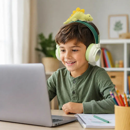 Marcus & Marcus Kabellose Bluetooth Kinder Am Ohr Kopfhörer mit 40 Stunden Wiedergabezeit Dinosaurier