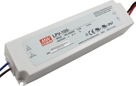 Mean Well Τροφοδοτικό LED Στεγανό IP67 Ισχύος 100W με Τάση Εξόδου 24V
