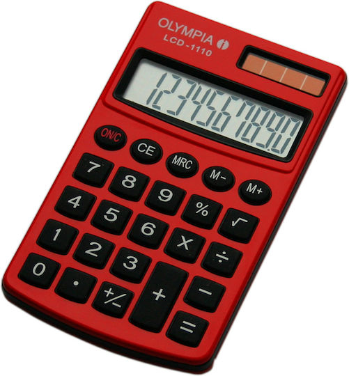 Olympia LCD-1110 Calculator Pocket 10 Digits in Red Color 1pcs