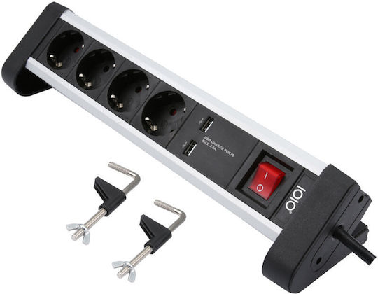 Olympia Πολύπριζο 4 Θέσεων με 2 USB-A, Διακόπτη και Καλώδιο 1.5m