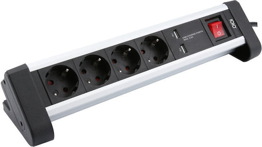 Olympia Πολύπριζο 4 Θέσεων με 2 USB-A, Διακόπτη και Καλώδιο 1.5m