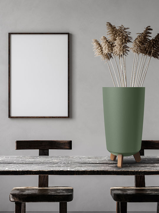Iliadis Tubus Slim Planter Plastic Green 24x24x44.5cm.