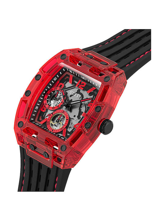 Guess Phoenix Men's Watch 42mm Battery with Black Rubber Strap