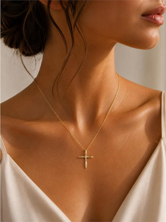 Paraxenies Kreuz aus Vergoldetem Silber mit Kette