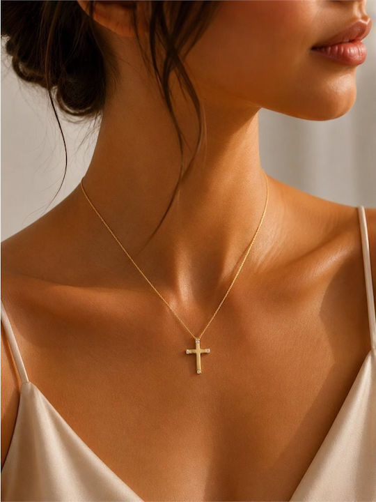Paraxenies Kreuz aus Vergoldetem Silber mit Kette