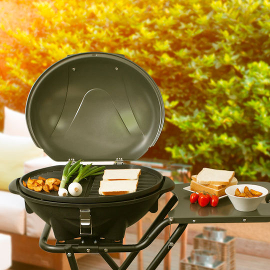 First Austria Fa53501 Floor Electric Grill With Smooth and Grooved Plate 2400W With Lid and Adjustable Thermostat 33.5x44cm