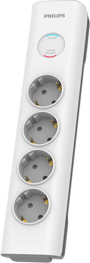 Power Strip with Surge Protection 4 Sockets Philips Original Spn7040wa/grs