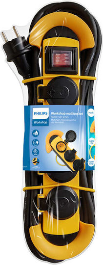 Philips Πολύπριζο 4 Θέσεων με Διακόπτη και Καλώδιο 3m Κίτρινο