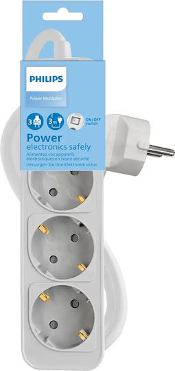Philips Πολύπριζο Aσφαλείας 3 Θέσεων με Διακόπτη και Καλώδιο 1.5m