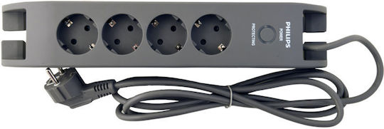 Power Strip with Surge Protection 4 Sockets Switch Philips Original Spn3140a/grs