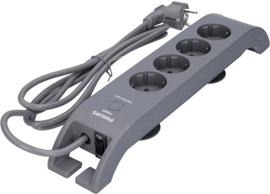 Power Strip with Surge Protection 4 Sockets Switch Philips Original Spn3140a/grs