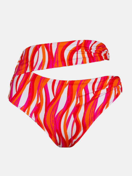 Γυναικείο Ψηλόμεσο Μαγιό Slip Rock Club Waves Print Σλιπ Κρίκους Regular Fit Lycra