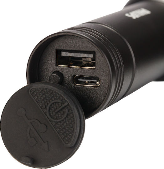 Philips Lumină de lucru și de sit, cu baterie Lanternă LED IPX4 cu Luminozitate Maximă 400lm Negru