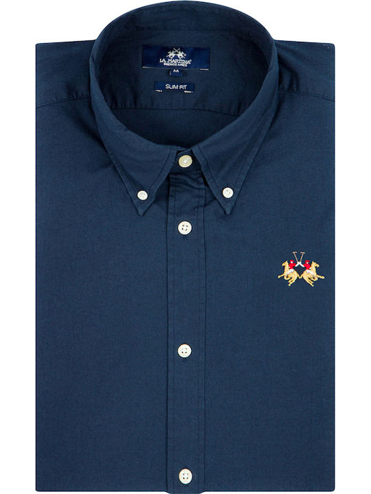 Langärmlig Baumwolle Hemd Dark Blue