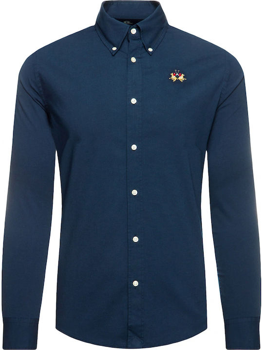 Langärmlig Baumwolle Hemd Dark Blue