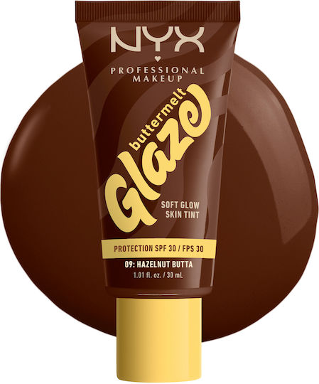 NYX Professional Makeup Professional Makeup Buttermelt Glaze Soft Glow Skin Tint 09 Hazelnut Butta 30ml