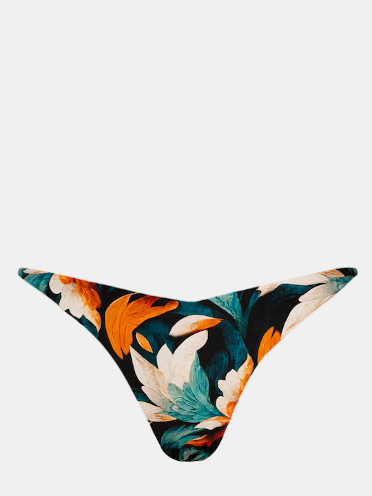 Art Print Bikini Slip Navy Μπλε
