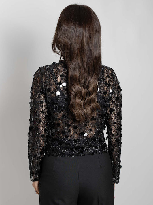 Damenbluse Langärmelig Schwarzes Top