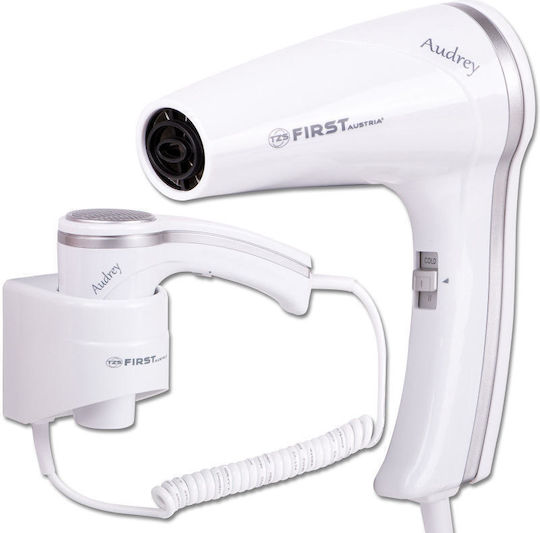 First Austria Audrey White Hotel Hair Dryer 1.2kW with Spiral Cable up to 2cm