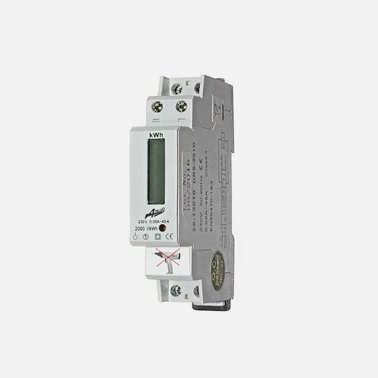 Adeleq Pulse Counter Electric Panel Digital Rail Single Phase Wi-Fi Gnomonas Single Phase Narrow 1 Module 45A 26-13010