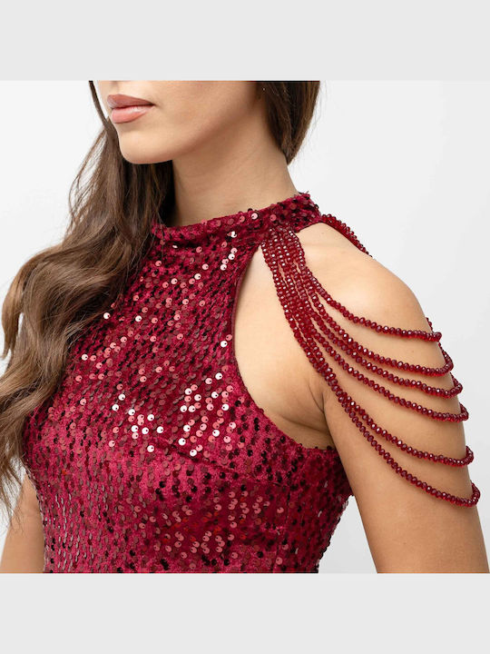 Rochie Mini De Seară Burgundy