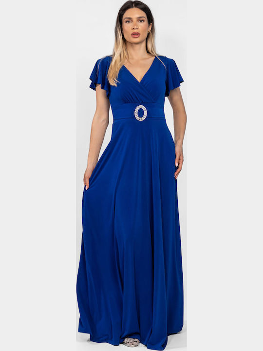 Summer Maxi Dress for Wedding - Christening Blue Roux
