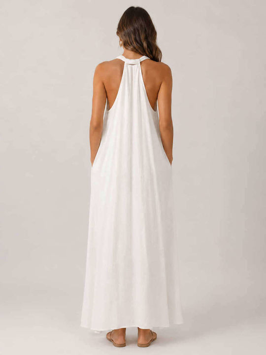 Summer Midi Leather White Dress