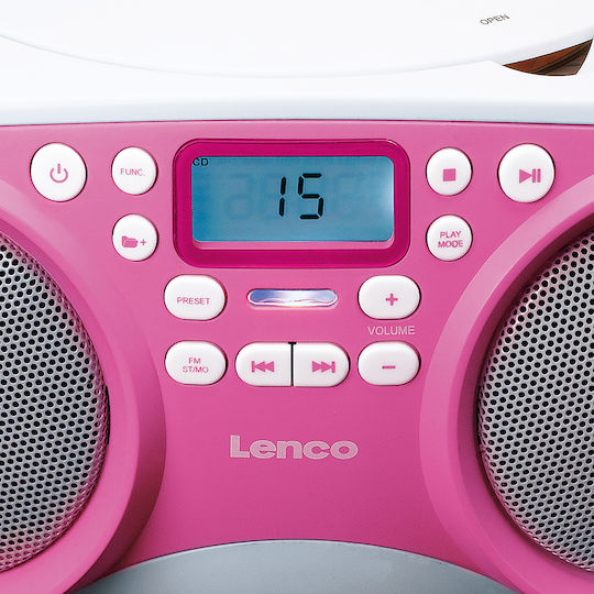 Lenco Stereo Fm Radio Usb Port Cd/mp3 Player Telescopic Antenna White Pink