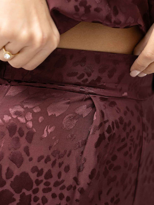 Set Pantaloni Dama Bordo Cu Cauciuc Leopard