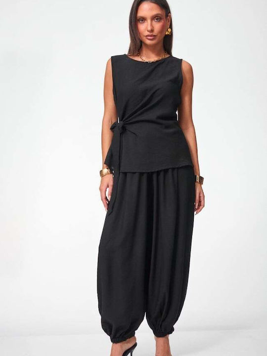 Damen Schwarz Set mit Gummibandhose
