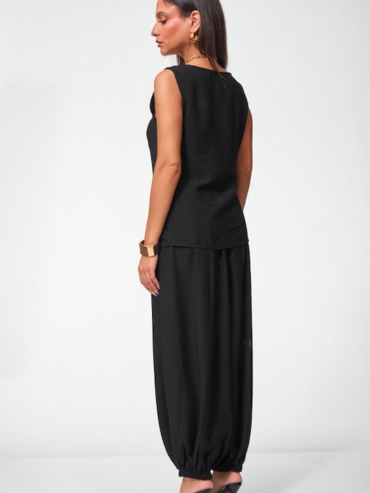 Damen Schwarz Set mit Gummibandhose