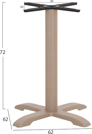 HomeMarkt Metallic Table Stand Suitable for Table with Adjustable Cappuccino Color 62x62x72cm
