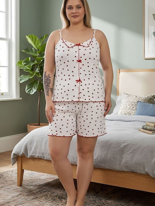 Asel Summer Women's Pyjama Kit White-Red