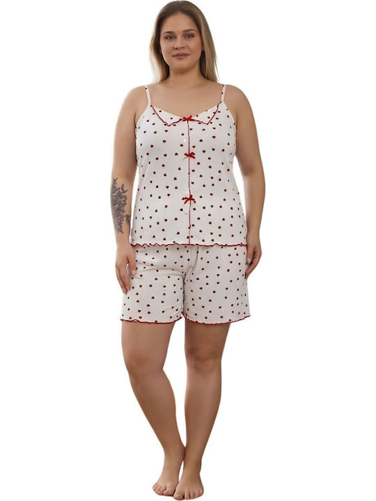 Asel Summer Women's Pyjama Kit White-Red