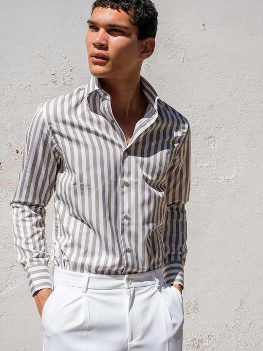 Fanco Long Sleeve Striped Green Shirt