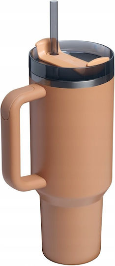 Stanley Flowstate Handled Tumbler Thermos BPA Free 1.18lt Camel with Straw and Handle