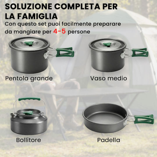 Outsunny Camping Cookware Set 4-5 People Aluminum Camping Kitchen Grey 802-012v00gy