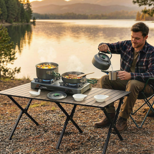 Outsunny Camping Cookware Set 4-5 People Aluminum Camping Kitchen Grey 802-012v00gy