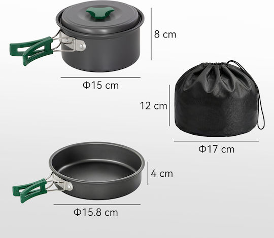 Outsunny Camping Cookware Set Ultralight Kit 8 Pieces Heat Resistant Handles Grey 802-013v00gy