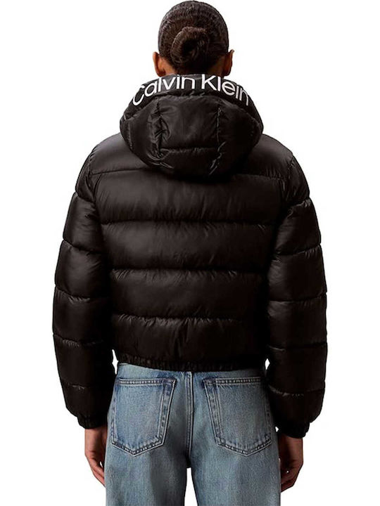 Късо Дамско Puffer Яке за Зима Черно